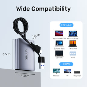 מתאם עם פיצול ל2 מסכים Unitek USB C/A Dual HDMI Adapter – תמונה 14