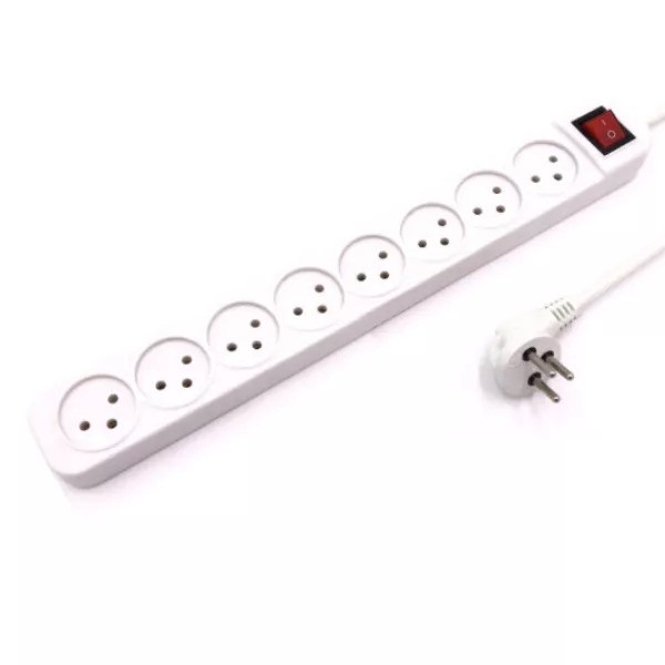 מפצל חשמל עם מפסק 8 שקעים כבל 3 מטר Luggar