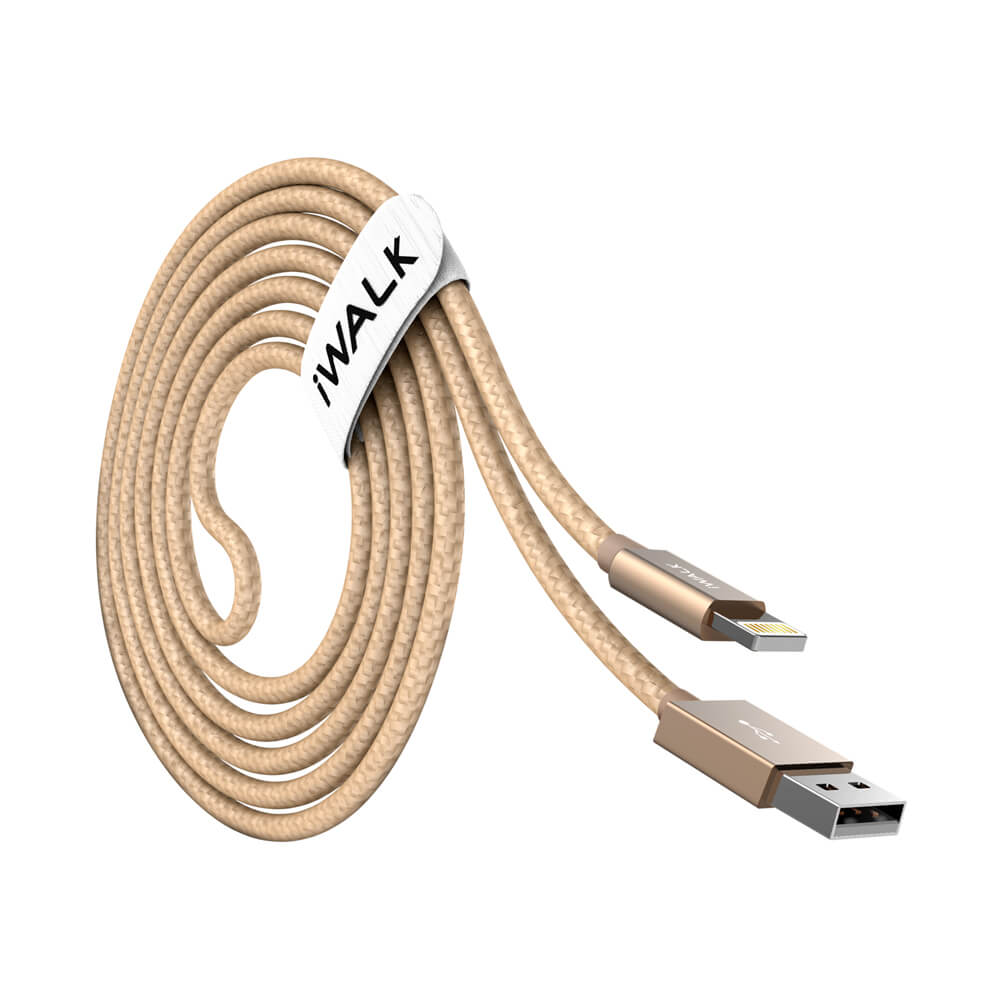 כבל שזור iWalk USB to Lightning זהב - 2 מטר – תמונה 2