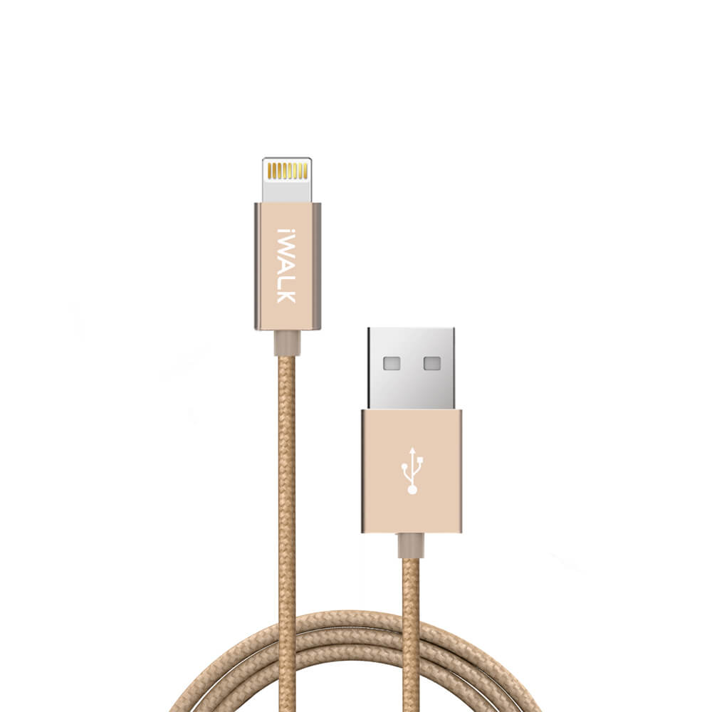 כבל שזור iWalk USB to Lightning זהב - 2 מטר