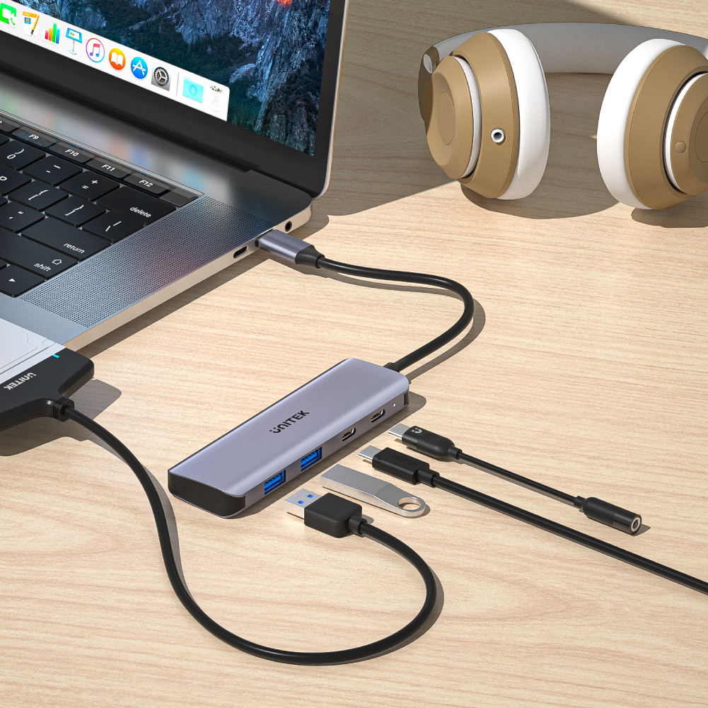 מפצל Unitek uHUB Q4 Next USB-C HUB - to 2x Type C + 2x USB 3.0 – תמונה 5
