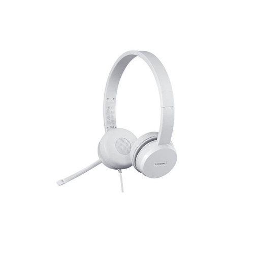 אוזניות עם מיקרופון מובנה Lenovo 110 Stereo USB Headset - צבע לבן