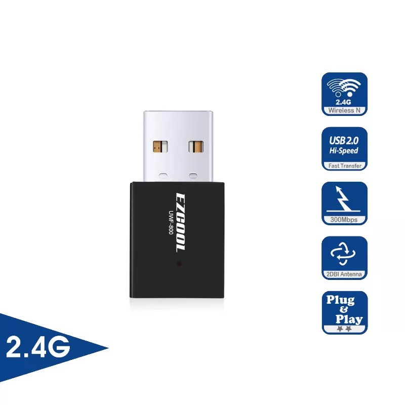 דונגל EZCool UWF-800 Wi-Fi 300Mbps 11N USB Mini Dongle Adapter